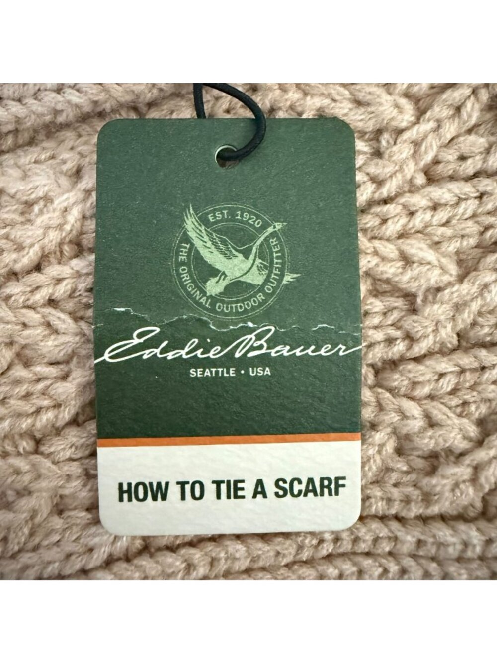 Eddie Bauer Cable Knit Scarf Khaki/Tan Women's O/S Chunky Soft Warm Winter NEW - Picture 7 of 8